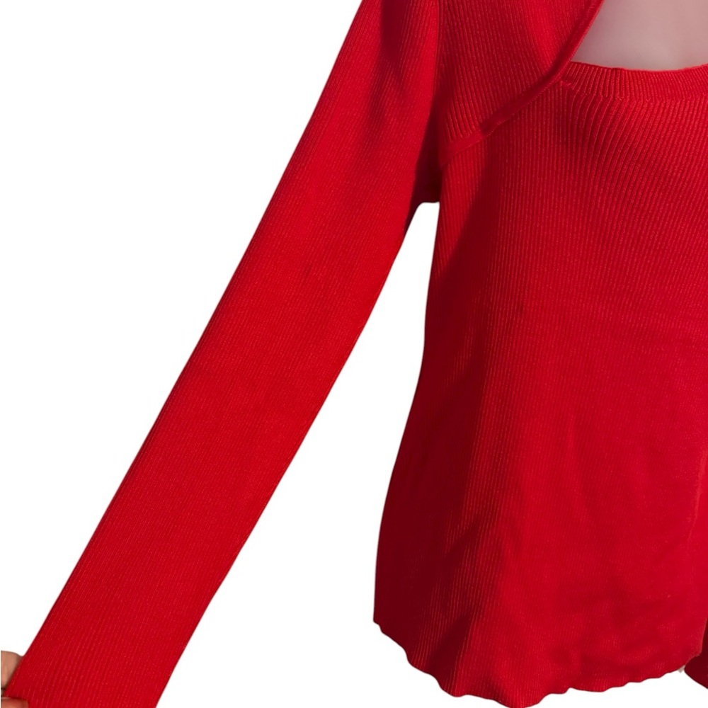 NWT Cyrus RED Asymmetrical Cutout Top  LARGE    #1 - Picture 3 of 7